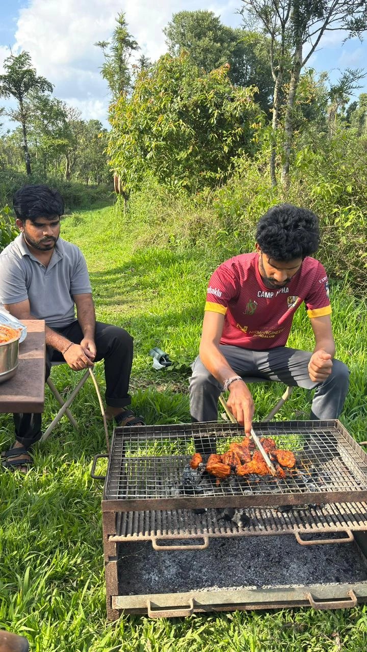 Bonfire and camping atmosphere at Camp Alpha Chikmagalur